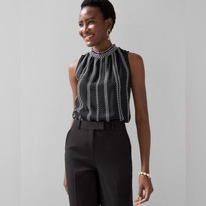 White House Black Market Sleeveless Contrast Stitch Blouse Size 0